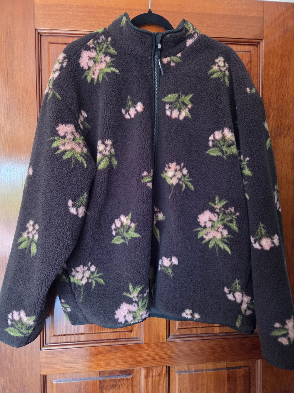 Woolrich Floral Sherpa Fleece Full Zip Jacket Dark Green/Brown